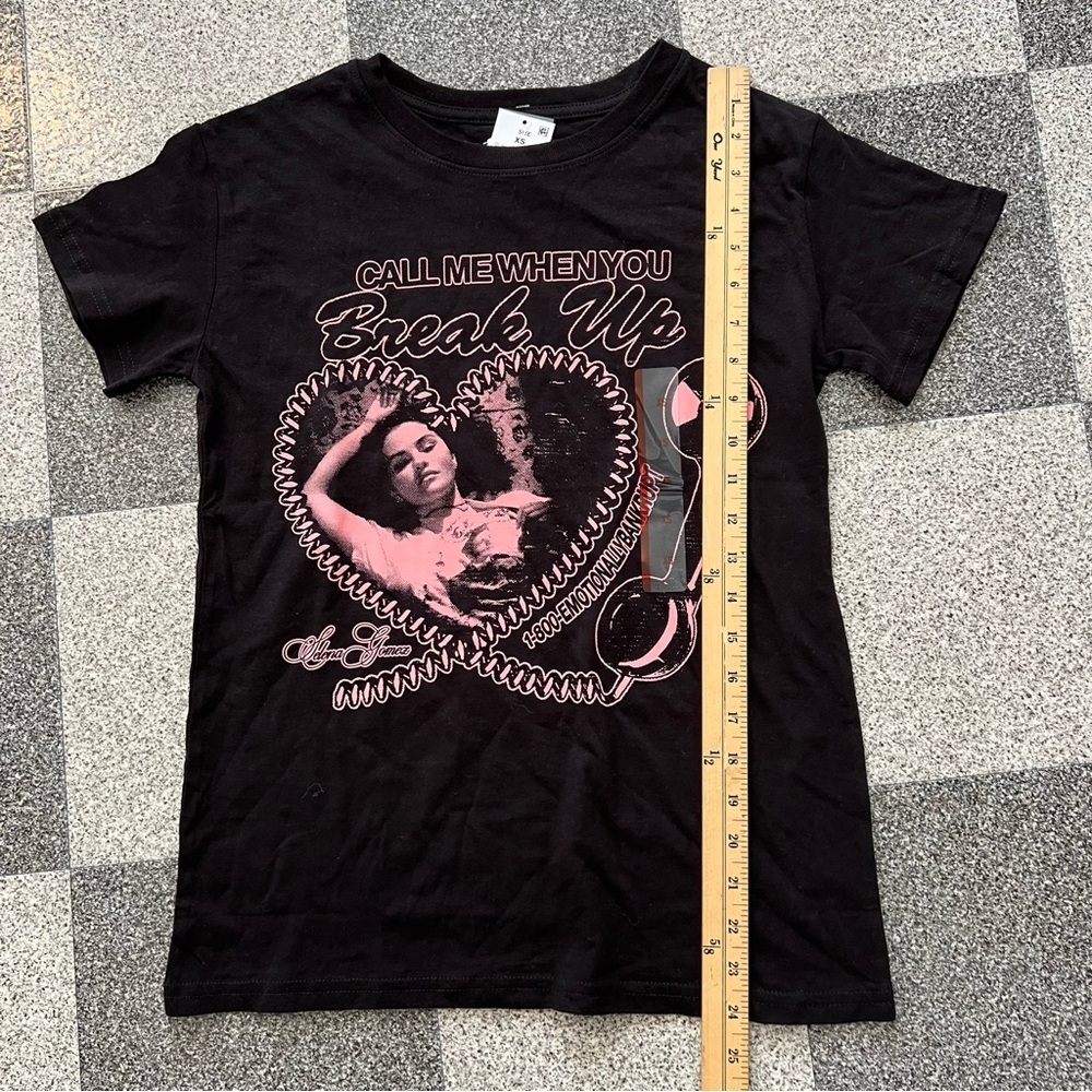 NWT Selena Gomez " Call Me When You Break Up" Black T- Shirt Size (XS) - Picture 3 of 6